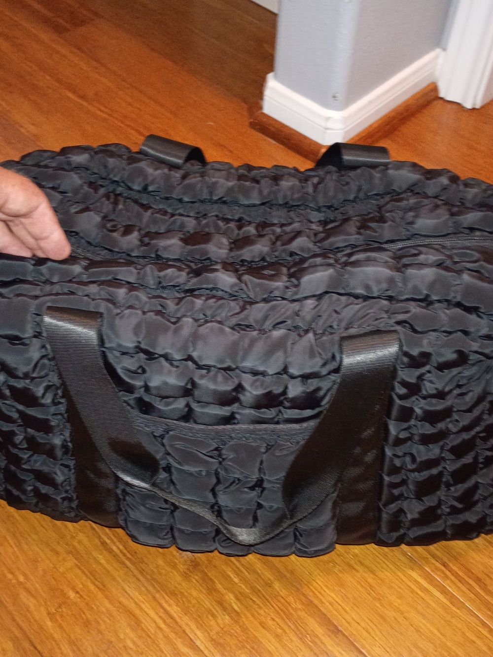 wild fable Black Quilted Ruffled Tote